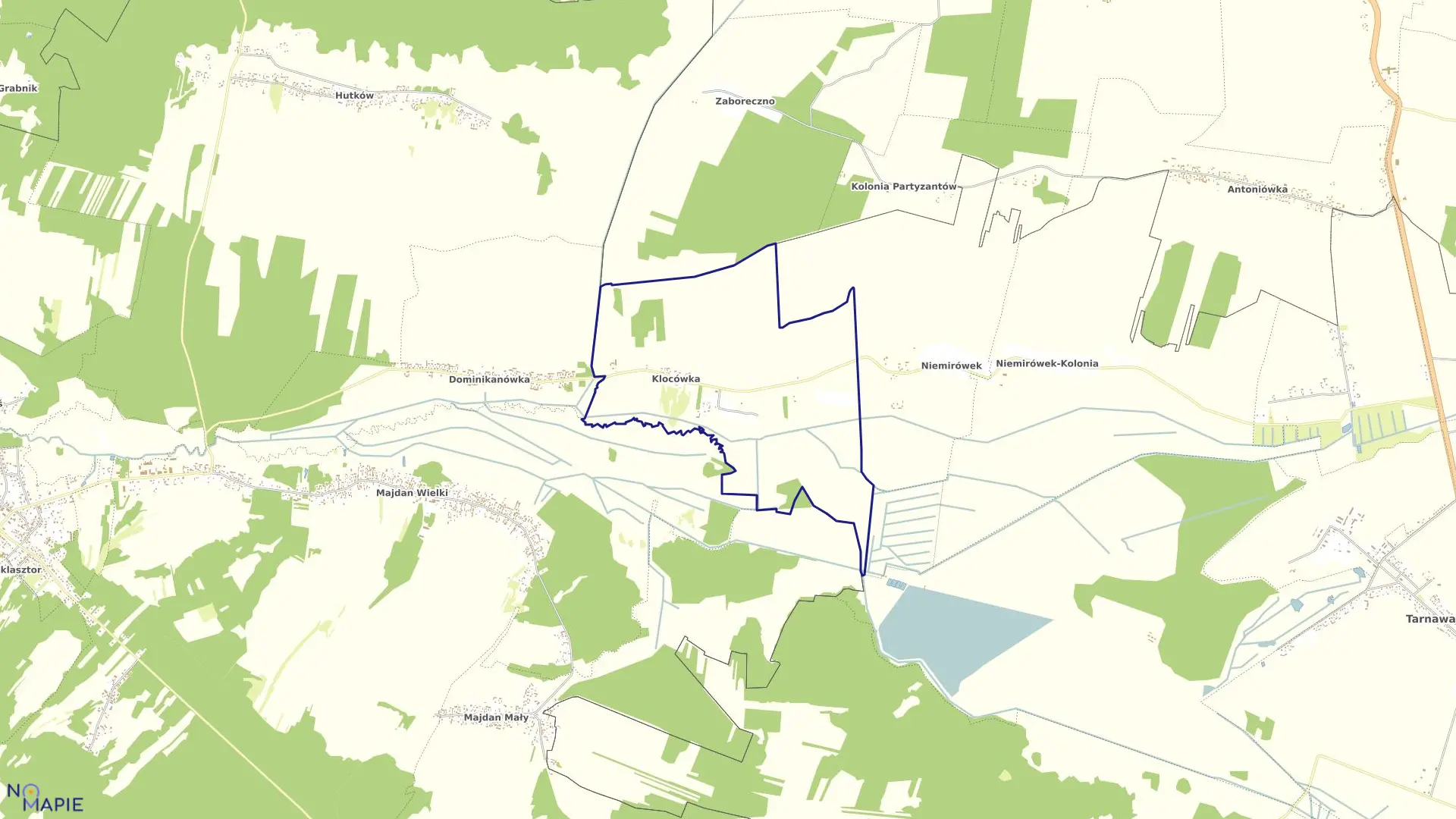 Mapa obrębu Klocówka w gminie Tarnawatka