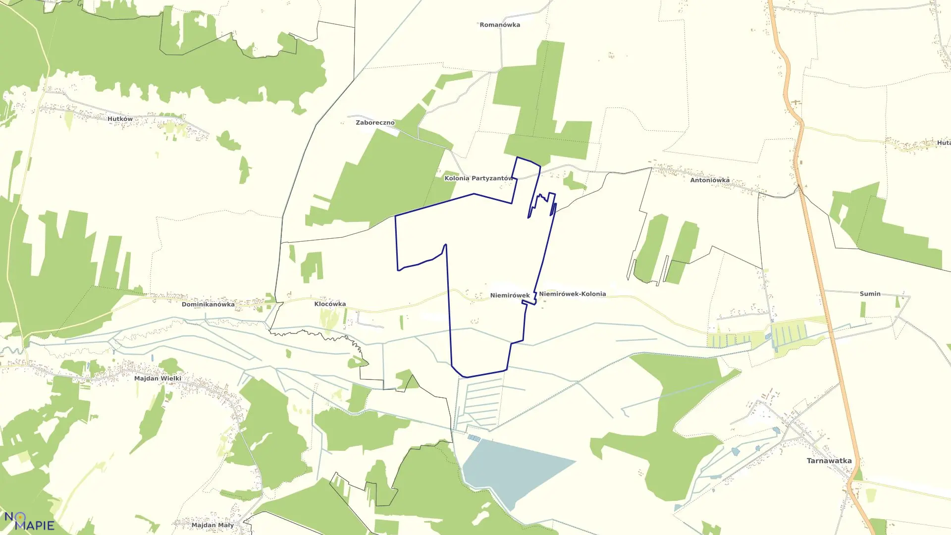Mapa obrębu Niemirówek w gminie Tarnawatka