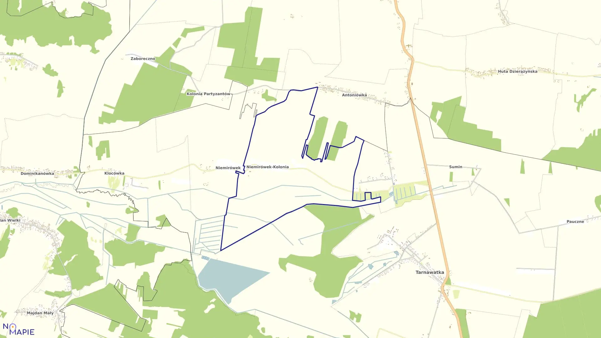 Mapa obrębu Niemirówek-Kolonia w gminie Tarnawatka
