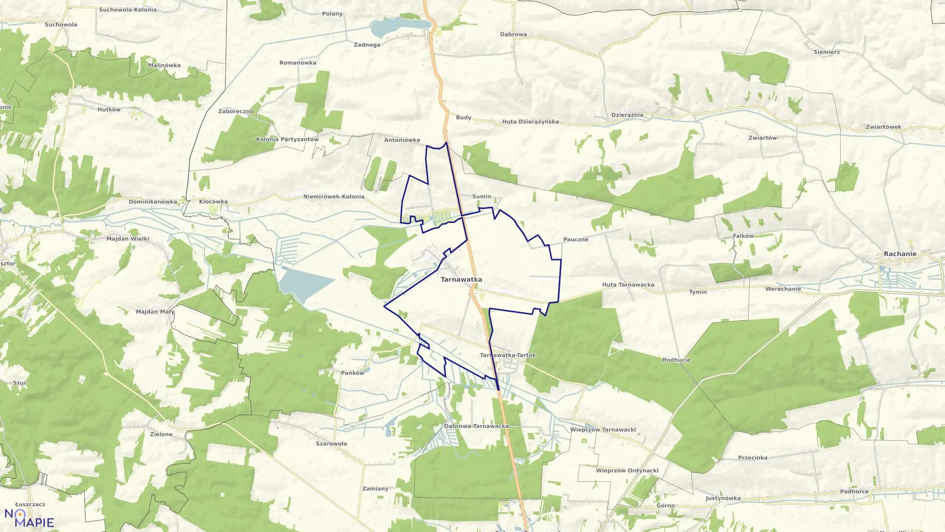 Mapa obrębu Tarnawatka w gminie Tarnawatka