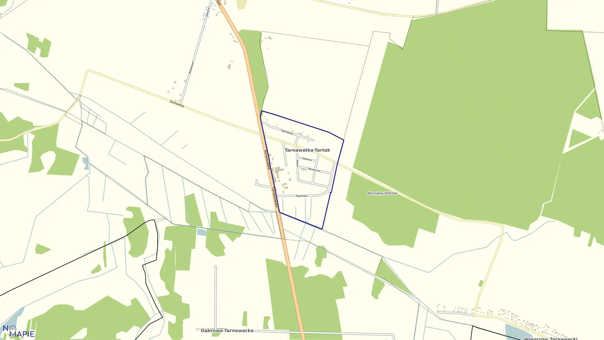 Mapa obrębu Tarnawatka-Tartak w gminie Tarnawatka